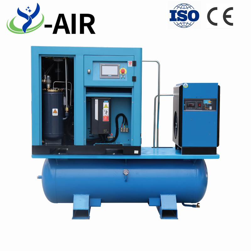 Germany Technology Industrial Silent Oil-Free Electrical Rotary Screw Air Compressor with Dryer, Air Tank and Filters